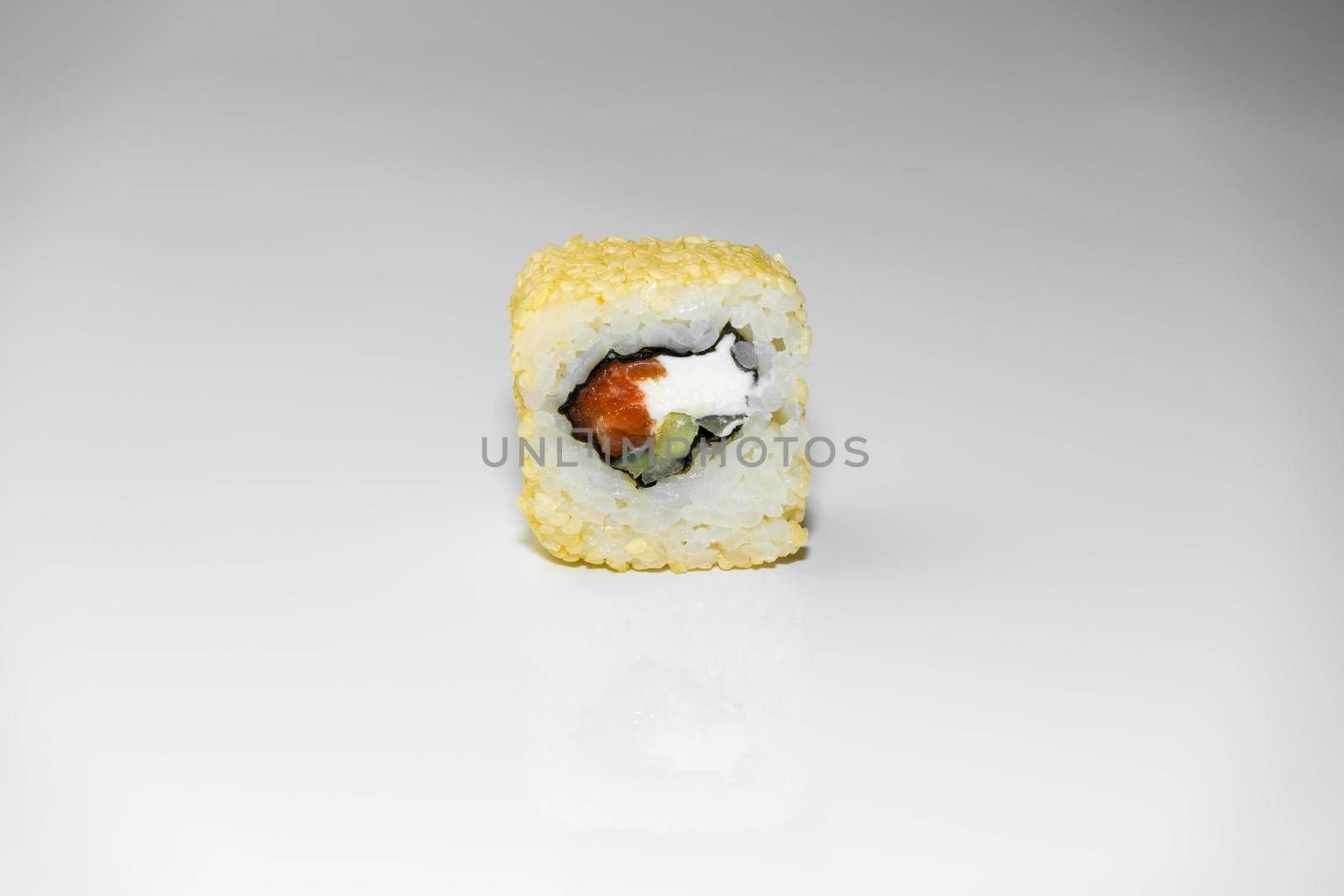 sushi roll on a gray background.isolate. High quality photo