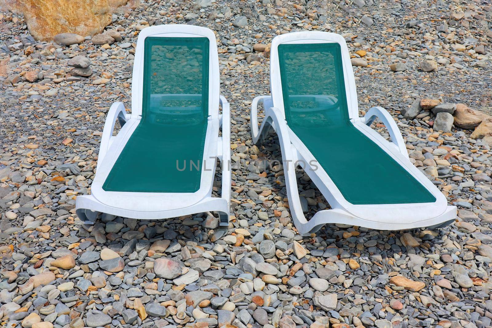 beach sunbed on the dune sand with a place for writing. High quality photo