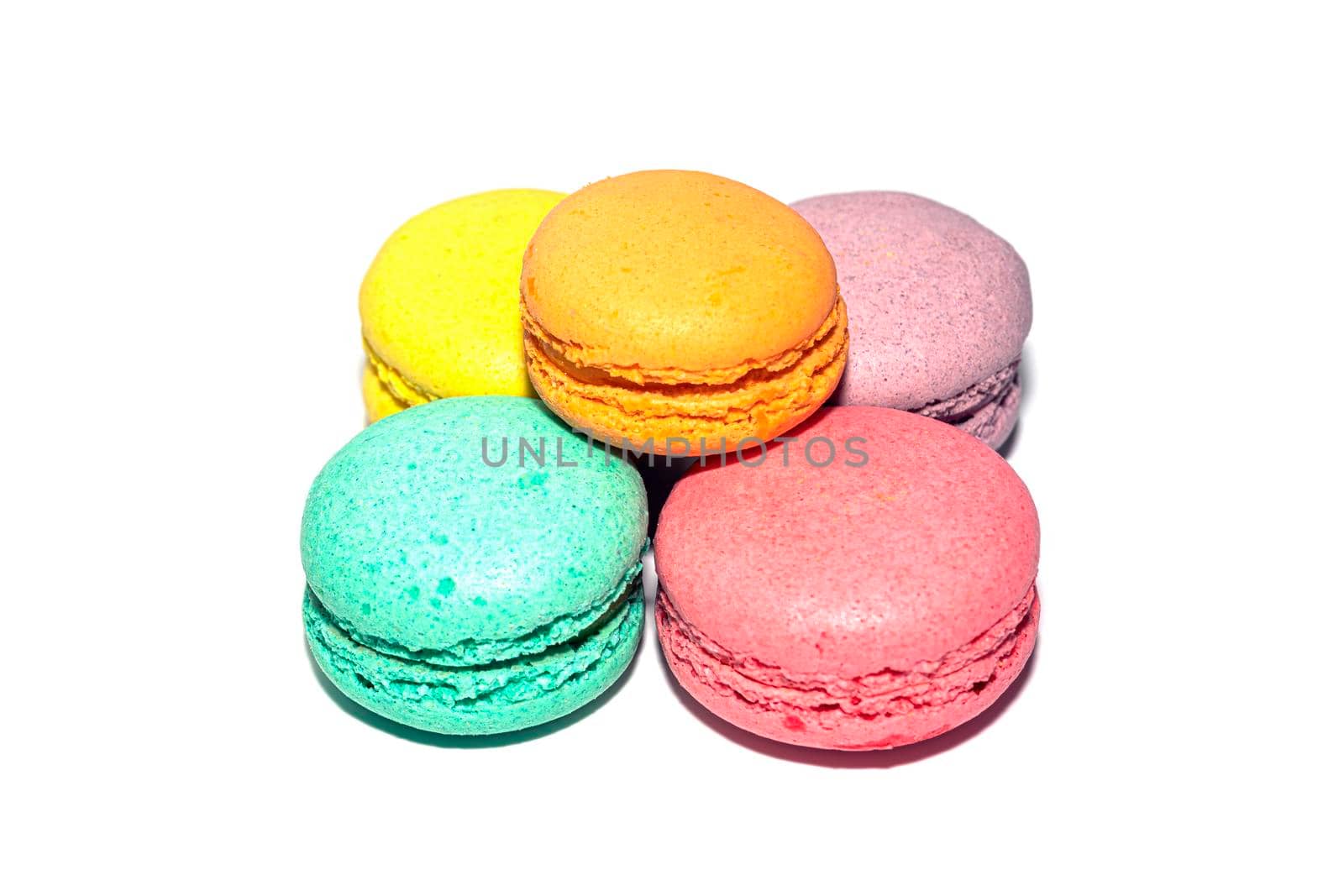 colorful almond cookies on a white background. isolate. High quality photo
