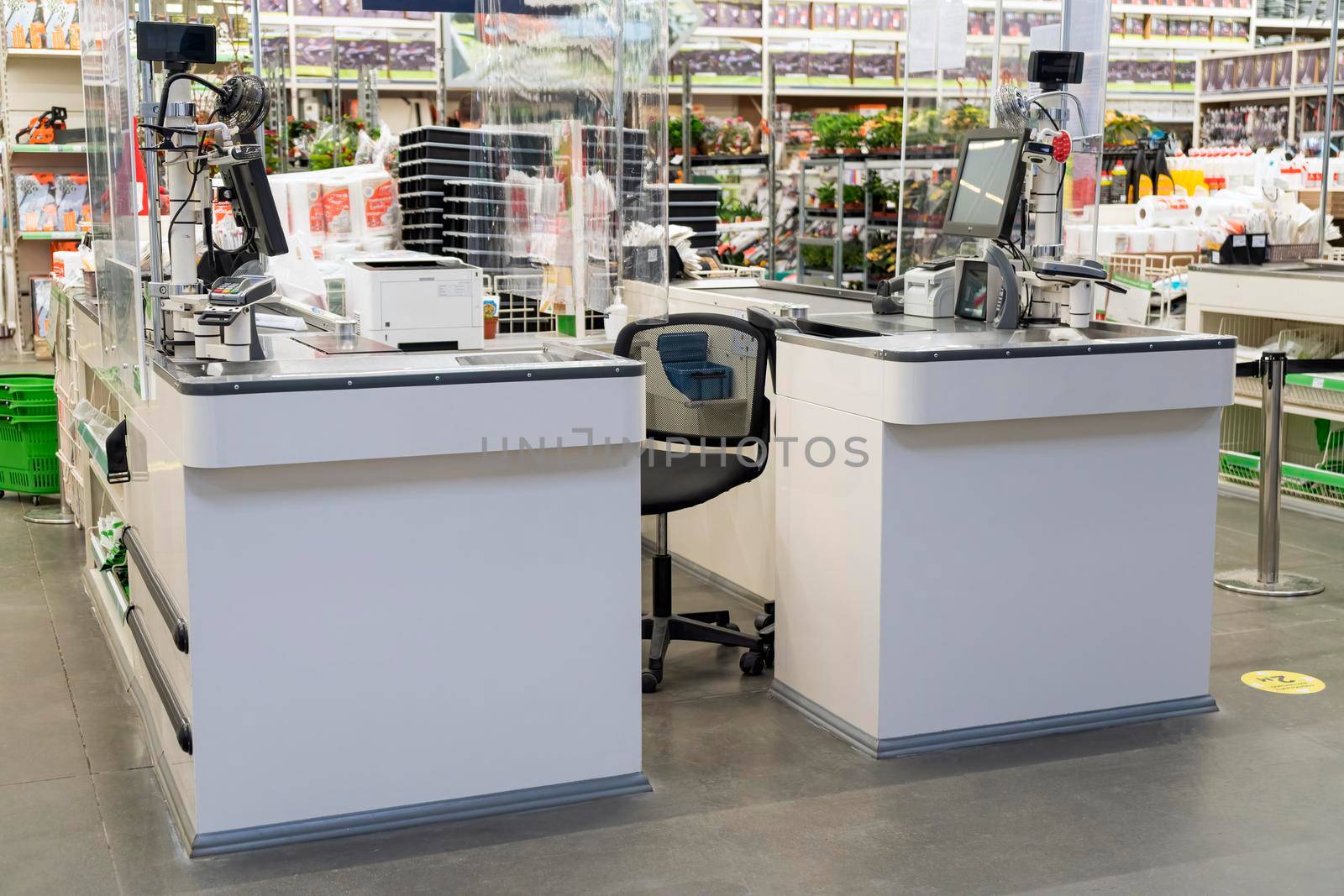 cash registers without people in the shopping center. High quality photo