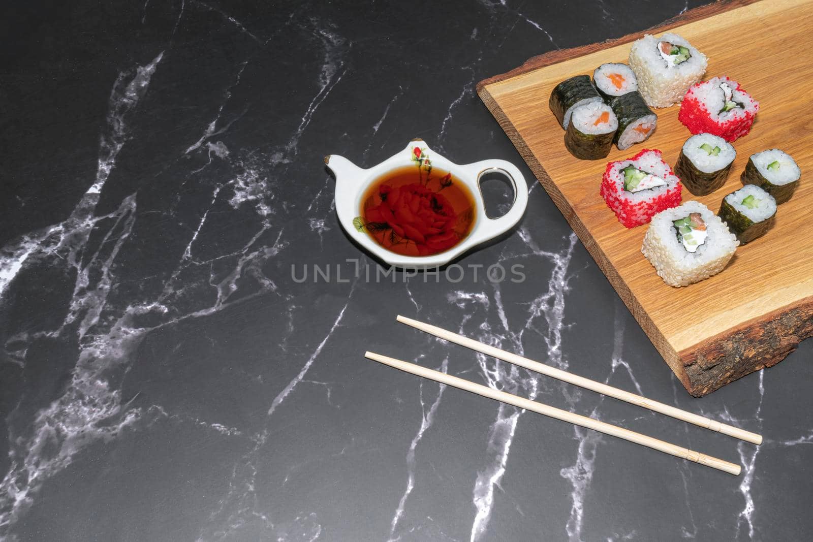 sushi on a gray background close up. High quality photo