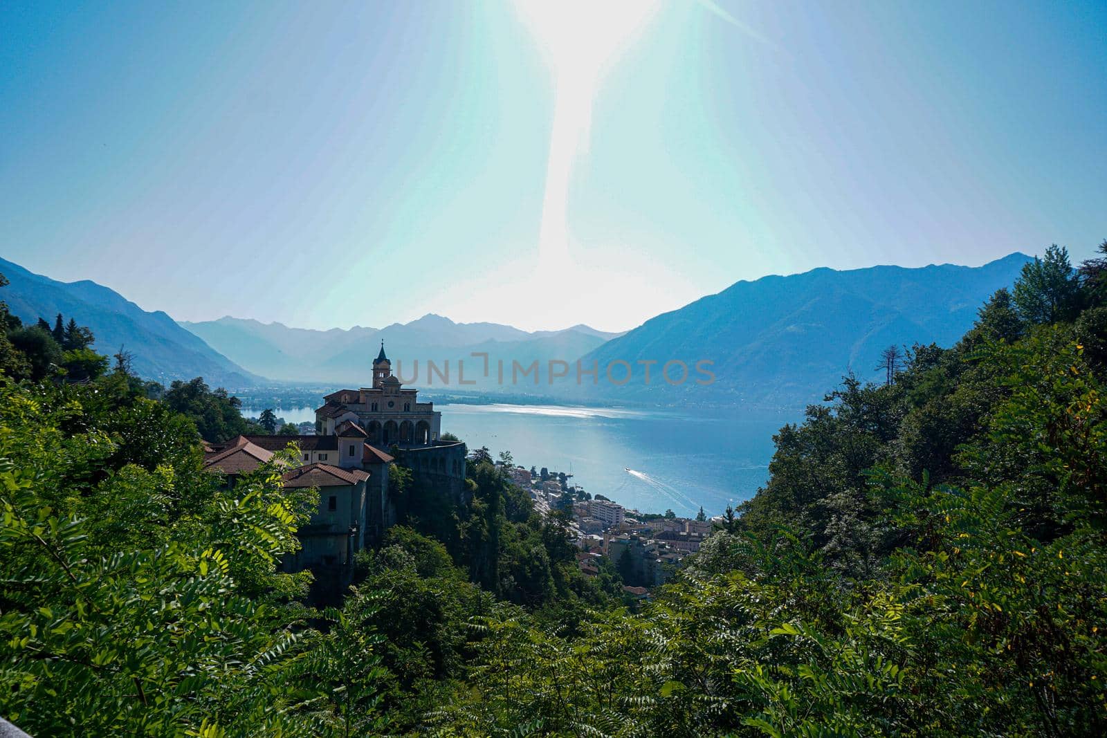 Santuario della Madonna del Sasso and Lago Maggiore by pisces2386