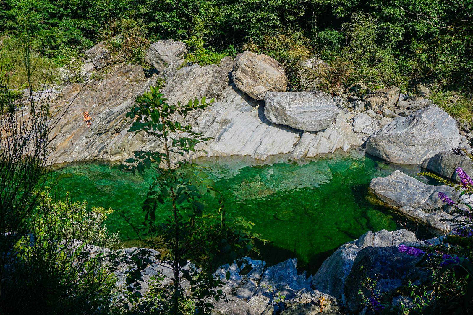 Close view on turquois pool of the Maggia river, Switzerland by pisces2386