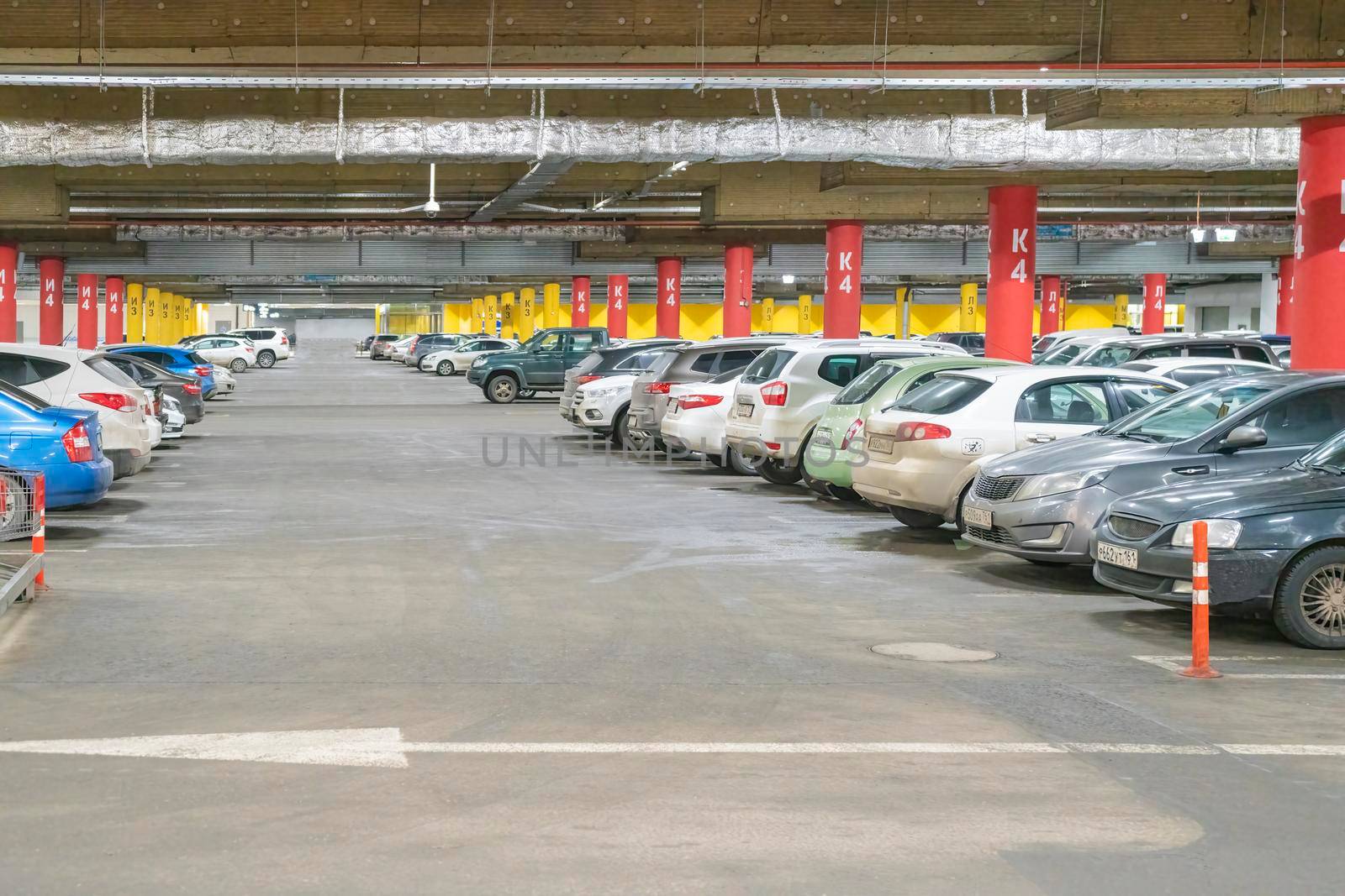 Large multi-storey underground car parking garage. High quality photo