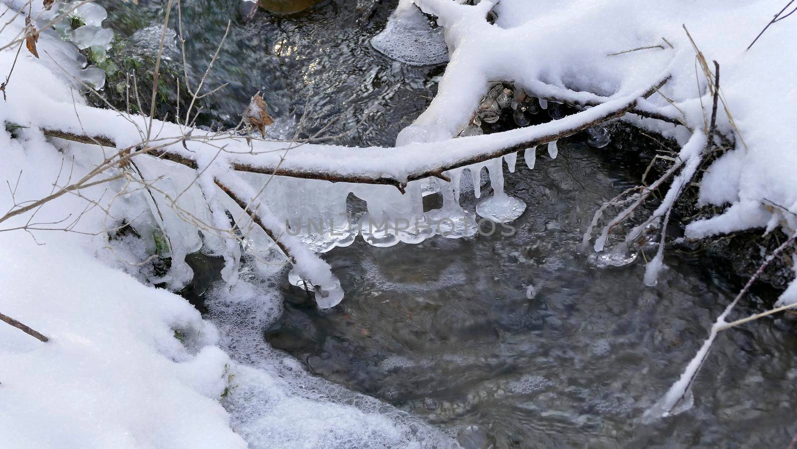 icicles at a creek