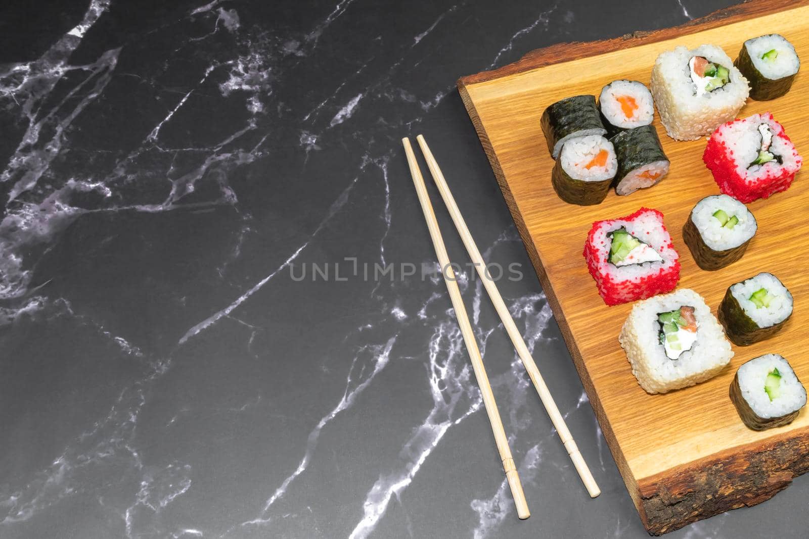 sushi on a gray background close up. High quality photo
