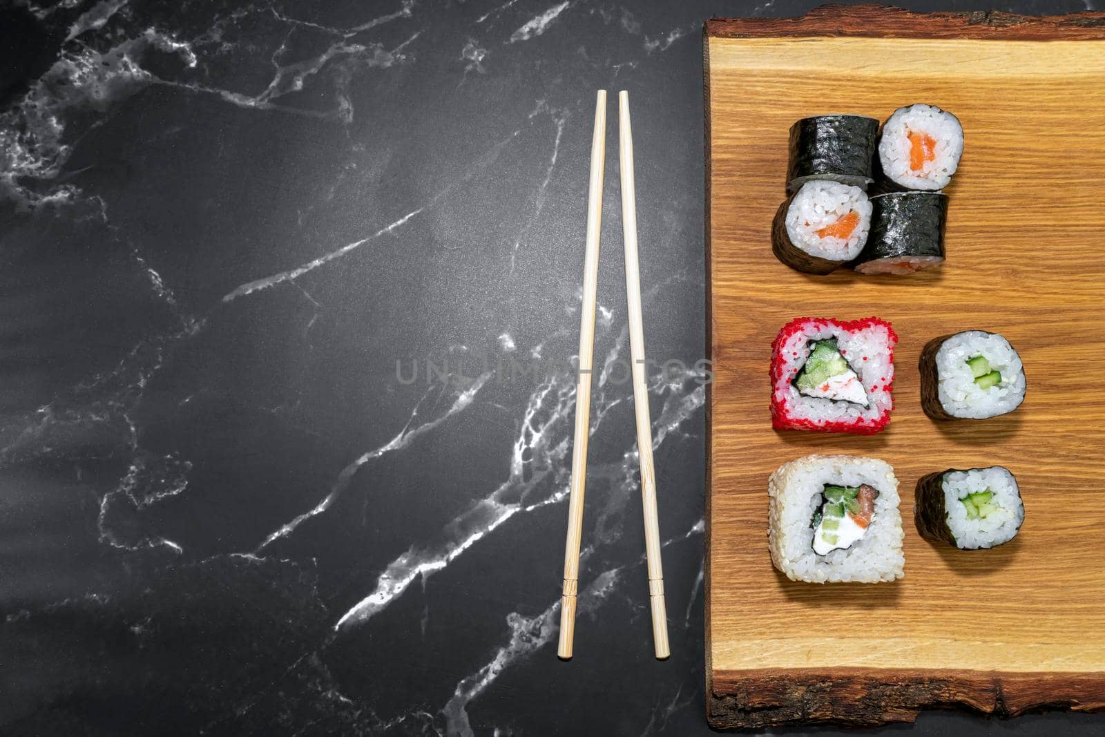 sushi on a gray background close up. High quality photo