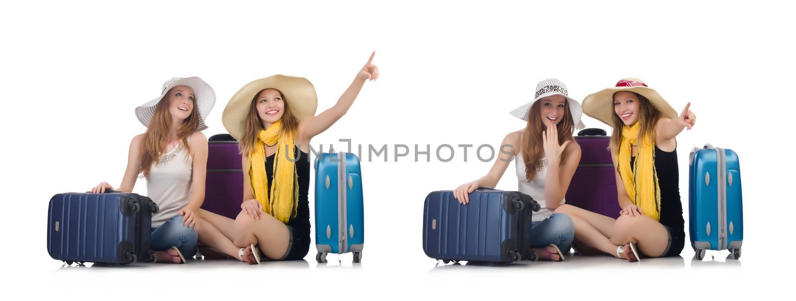 Woman going to summer vacation isolated on white