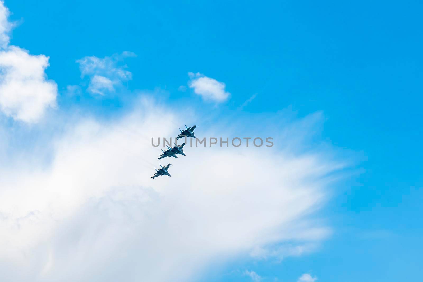 fighter planes in the blue sky. High quality photo
