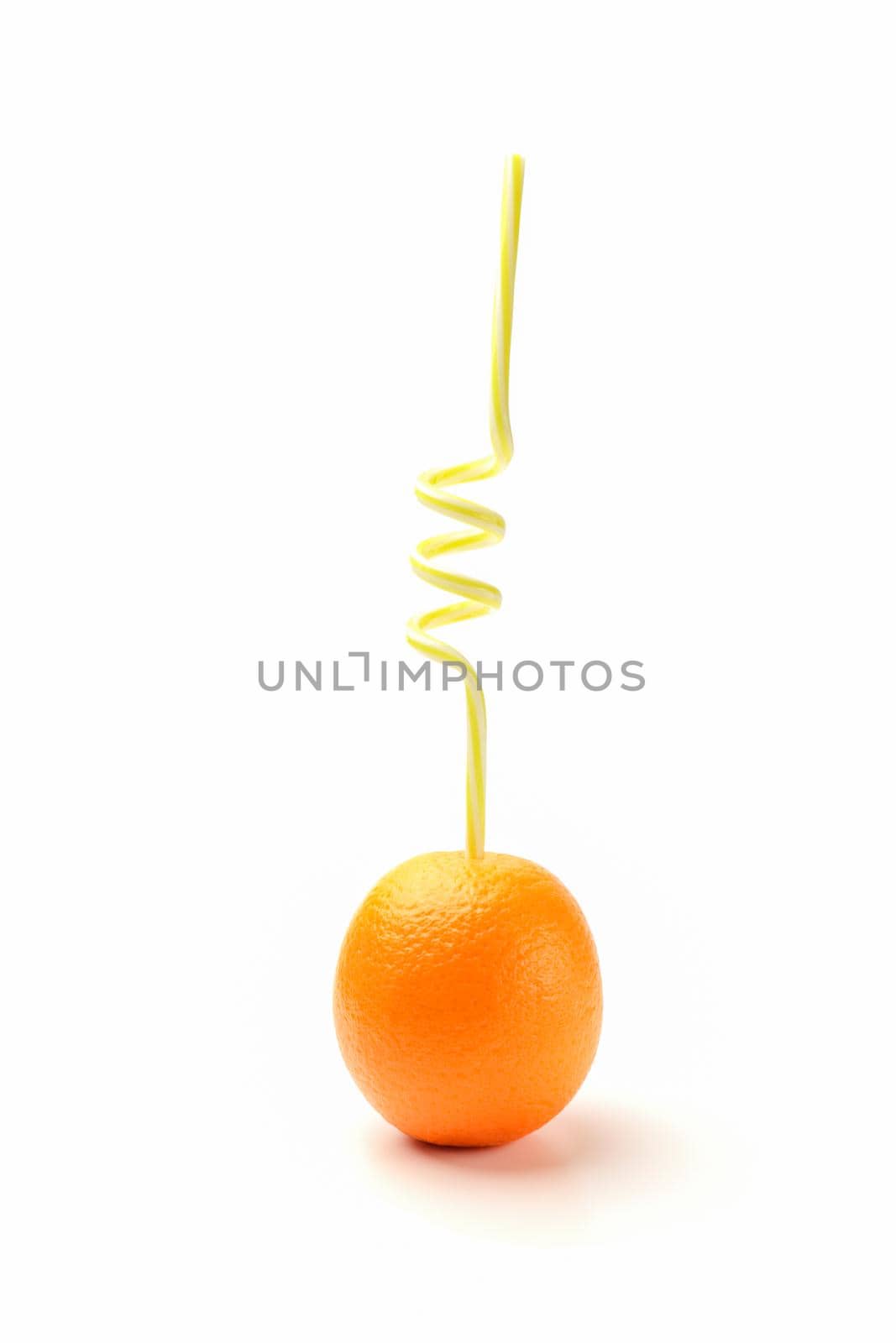 orange with a tube on a white background isolate macro. High quality photo