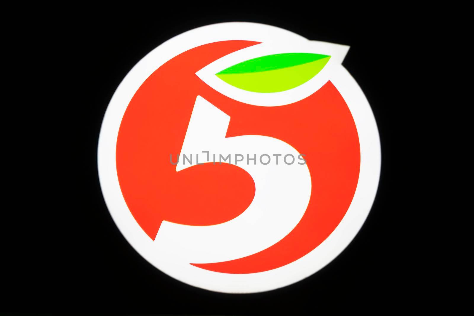 number five in a red circle on a black background. High quality photo