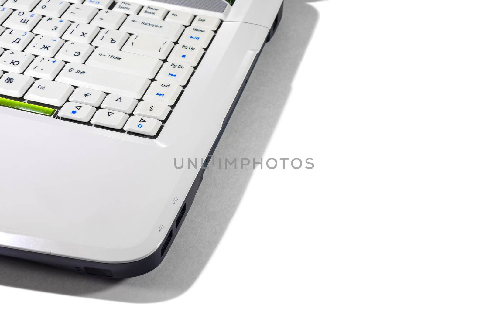 laptop on a white background isolate top view. High quality photo