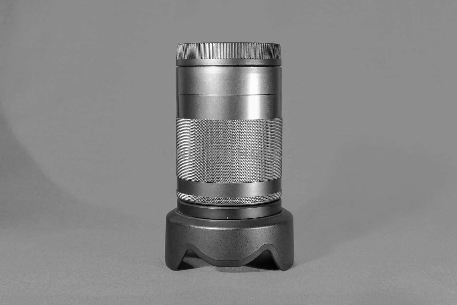 camera lens on a black and white background. high-quality photos
