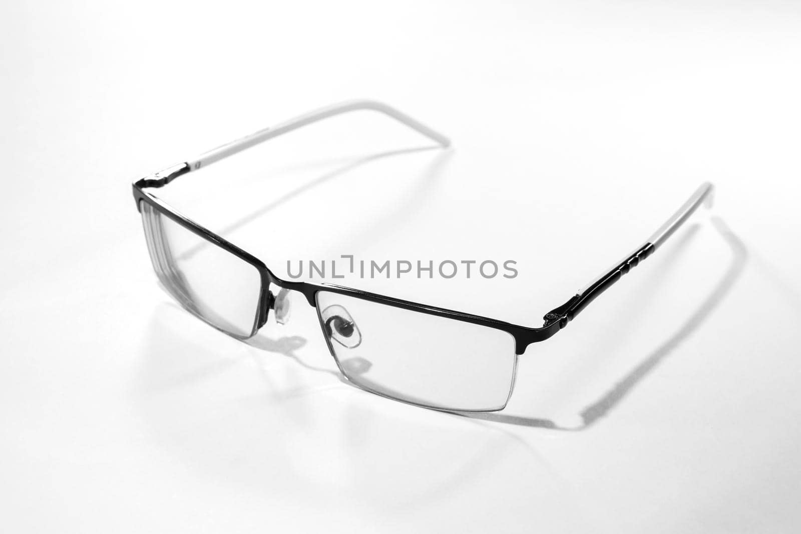 glasses on a white background isolate top view. High quality photo