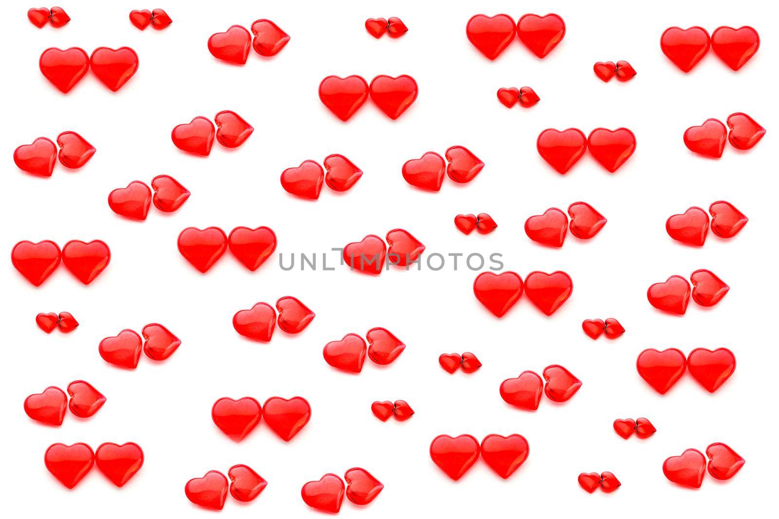 colorful pattern of hearts on a white background. pattern of hearts. the view from the top. High quality photo