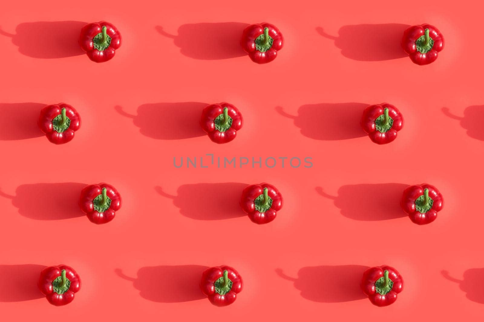 red bell pepper top view pattern. High quality photo