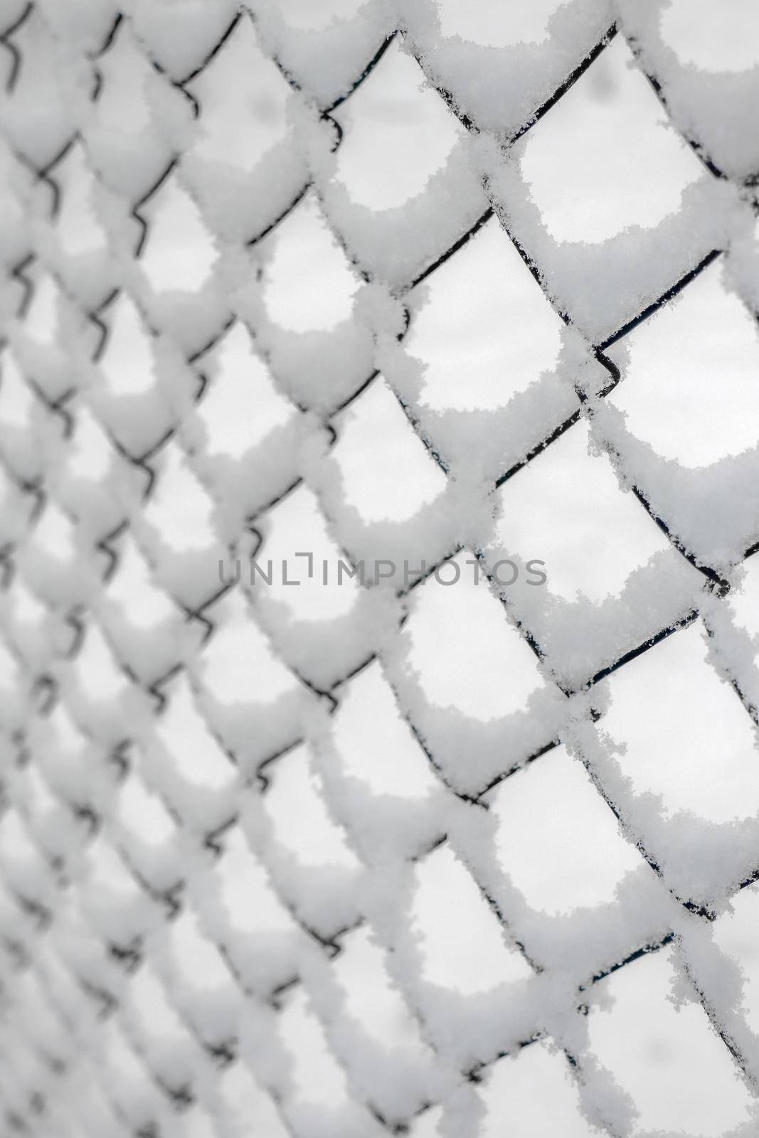 netting netting covered with snow as background. High quality photo