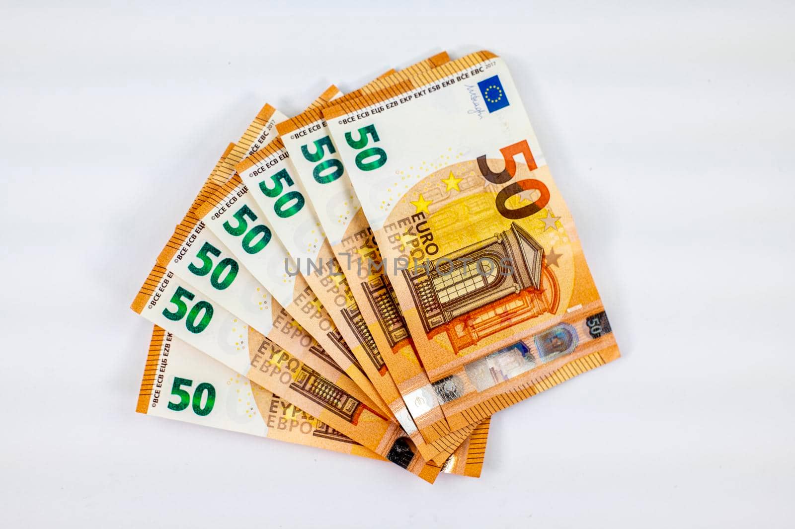 50 euro banknotes in venteglio on white background