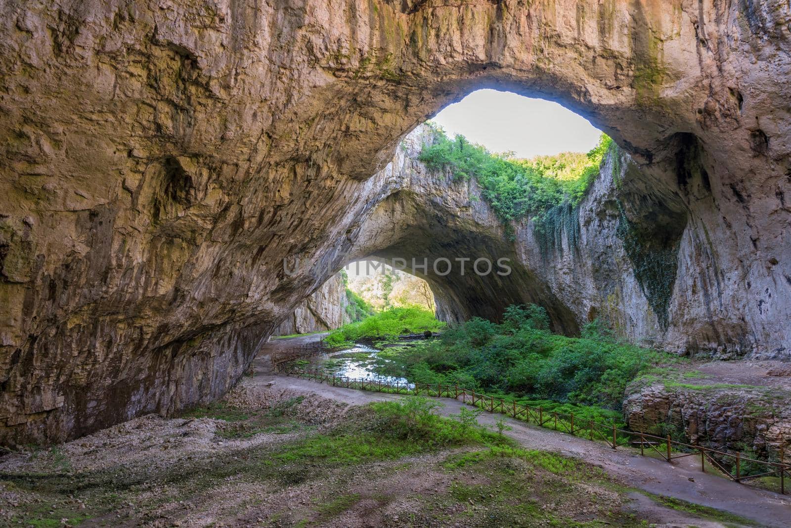 Magnificent view of the Devetaki cave, Bulgaria at summer