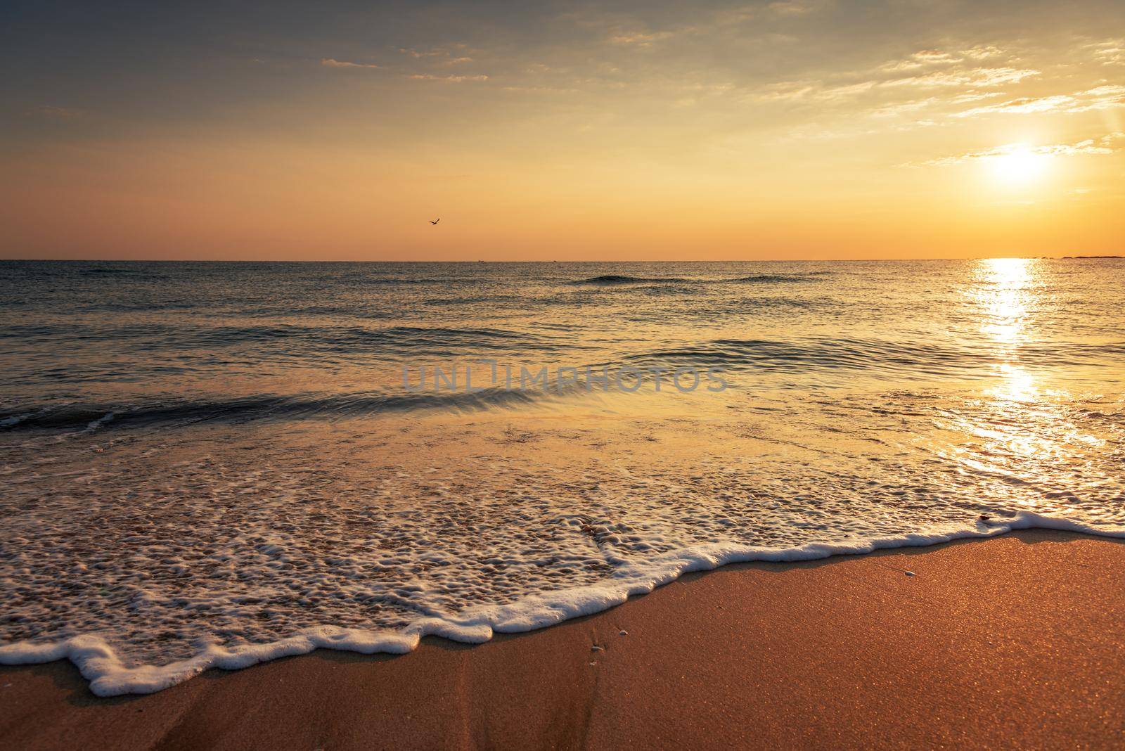 Scenic view of beautiful sunrise above the sea.