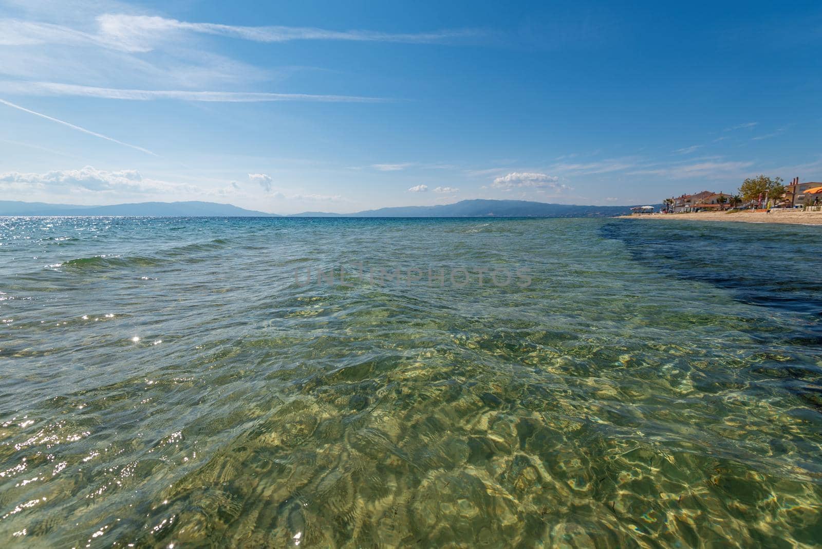 Paralia Fourkas beach, Halkidiki, Greece in Summer 