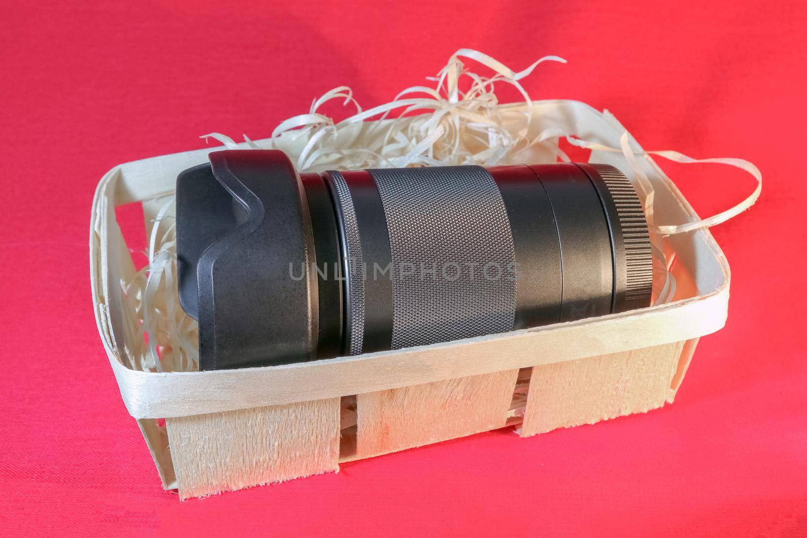 camera lens on a black and white background. high-quality photos