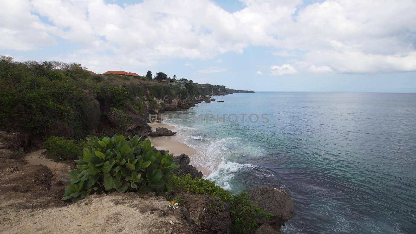 Tropical beach on the island Bali, Indonesia. Seascape ocean, sky, sea. Travel concept