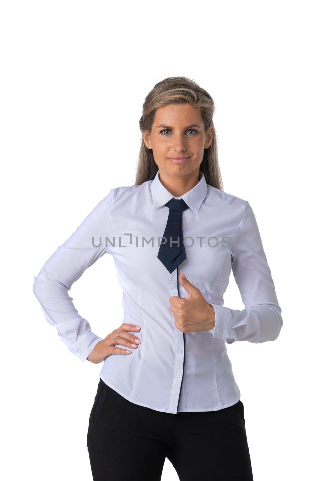 Business woman portrait on white by ALotOfPeople