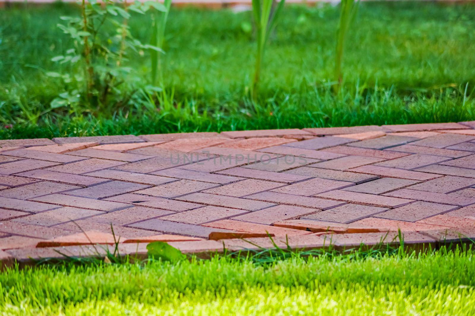 Brown clinker paving stones for laying paths in the garden. German brick