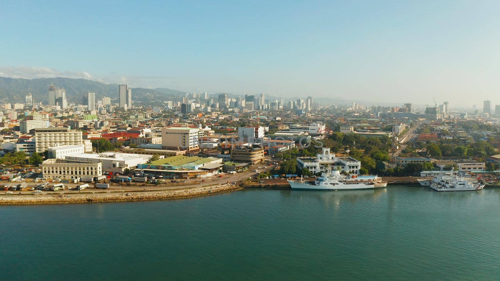 Cebu City, a major city on the island of Cebu, with skyscrapers and residential buildings in the early morning. Philippines.