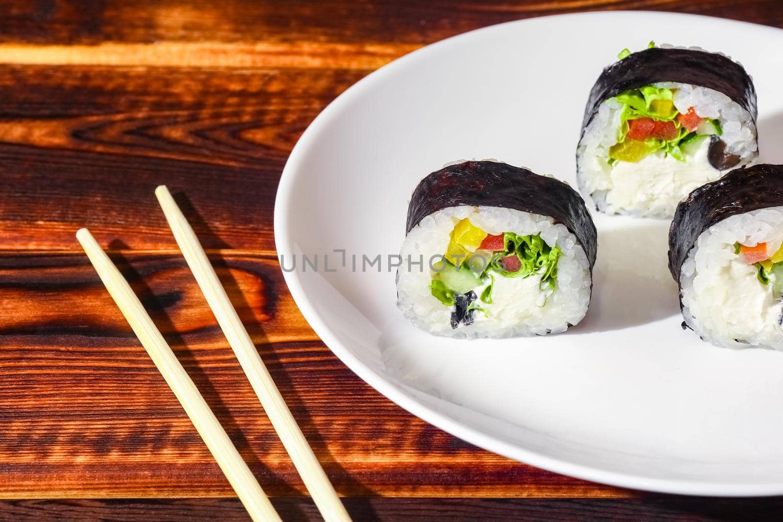 sushi on a wooden background close up. High quality photo