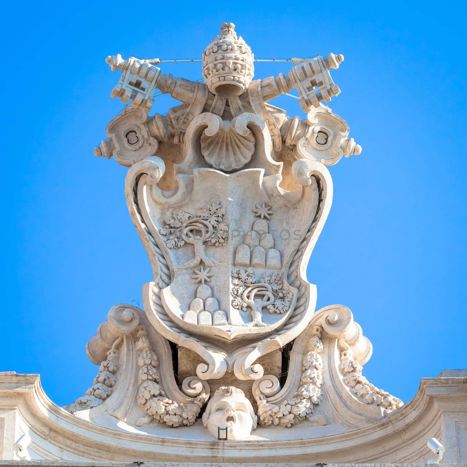 ROME, ITALY - CIRCA AUGUST 2020: antique Vatican symbol located in Saint Peter Square