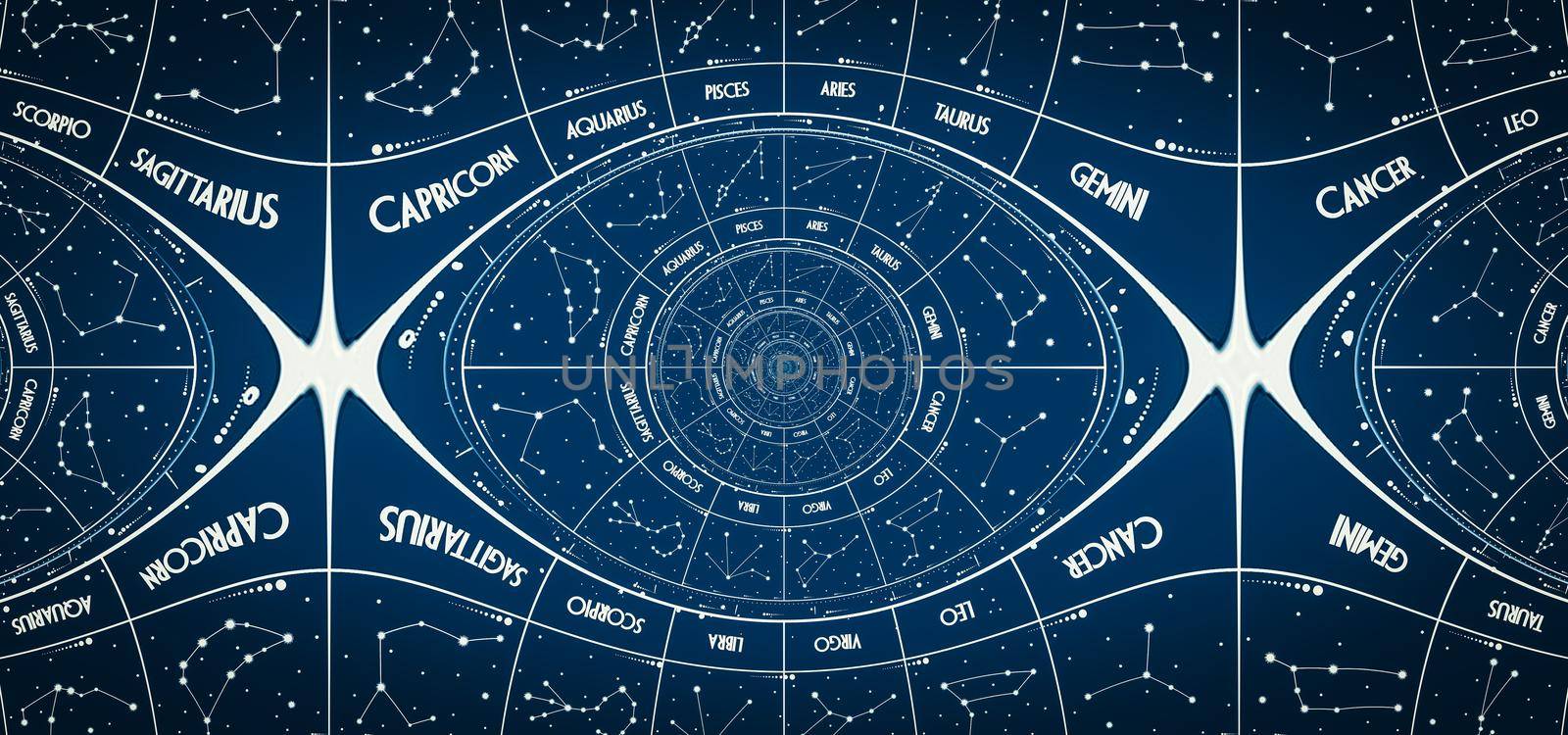 Droste effect background. Abstract design for concepts related to astrology, fantasy, time and magic.