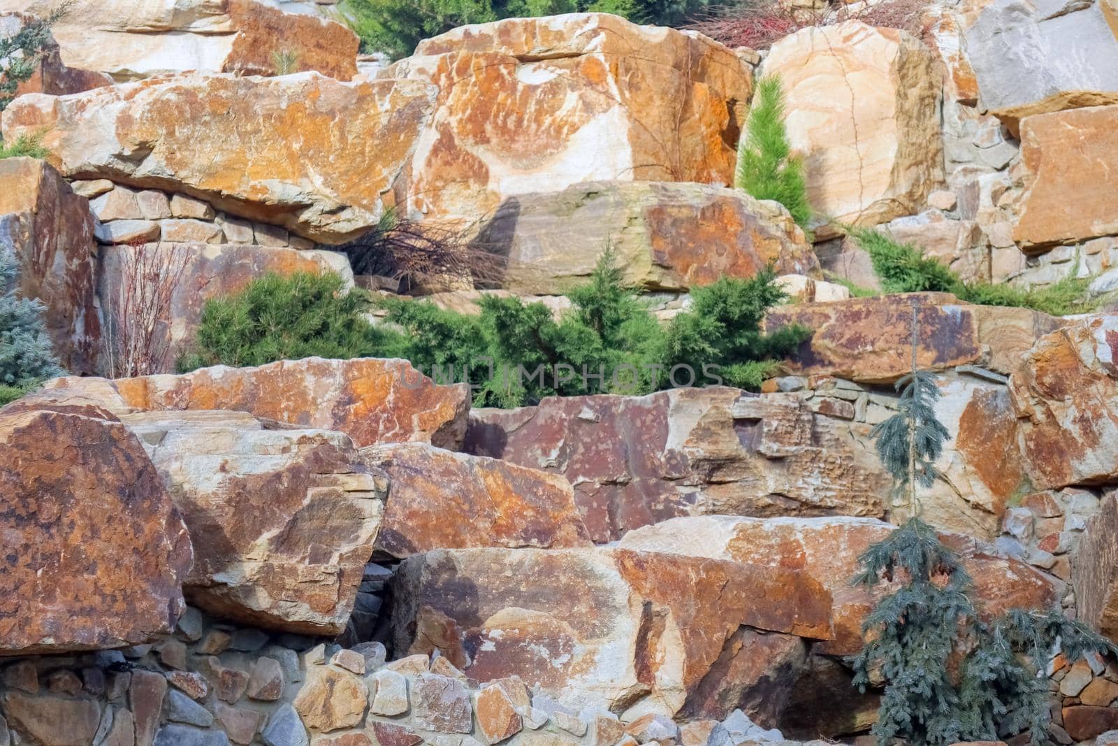 masonry wall paving stones as a background close up by roman112007