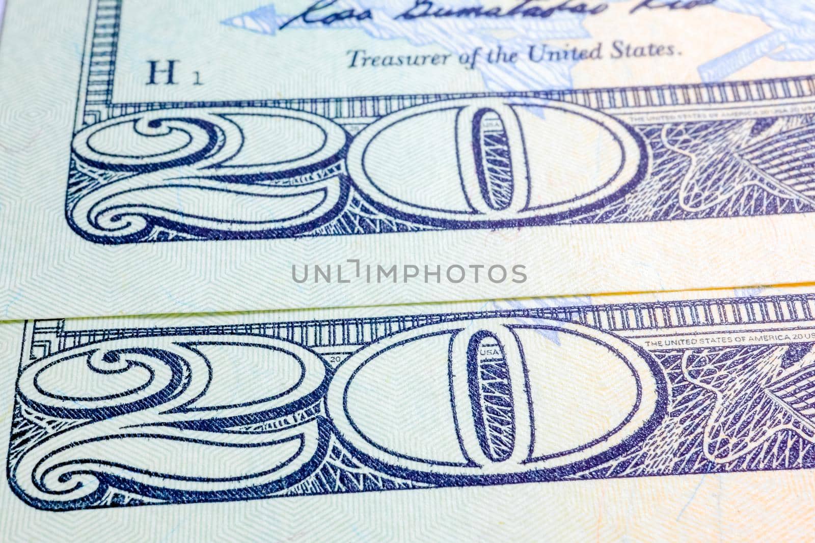 new year 2020 in the form of us dollar bills macro. High quality photo