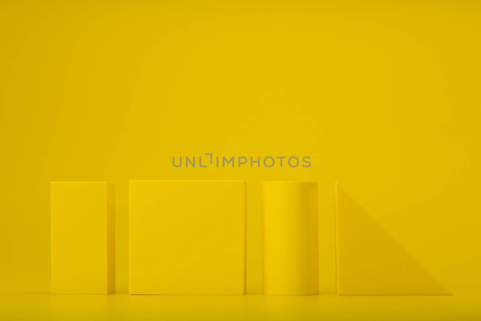 Abstract yellow background with yellow geometric figures. Concept of minimalistic monochromatic backgrounds  by Senorina_Irina