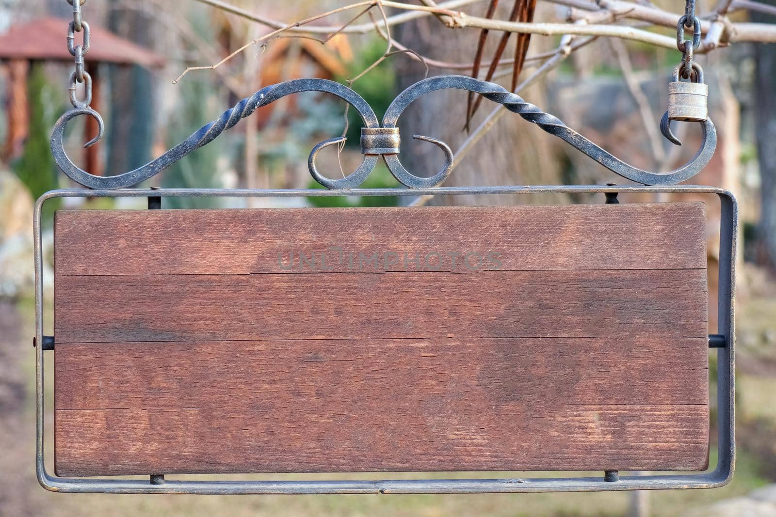 Close-up of a wooden sign for text. high-quality photo