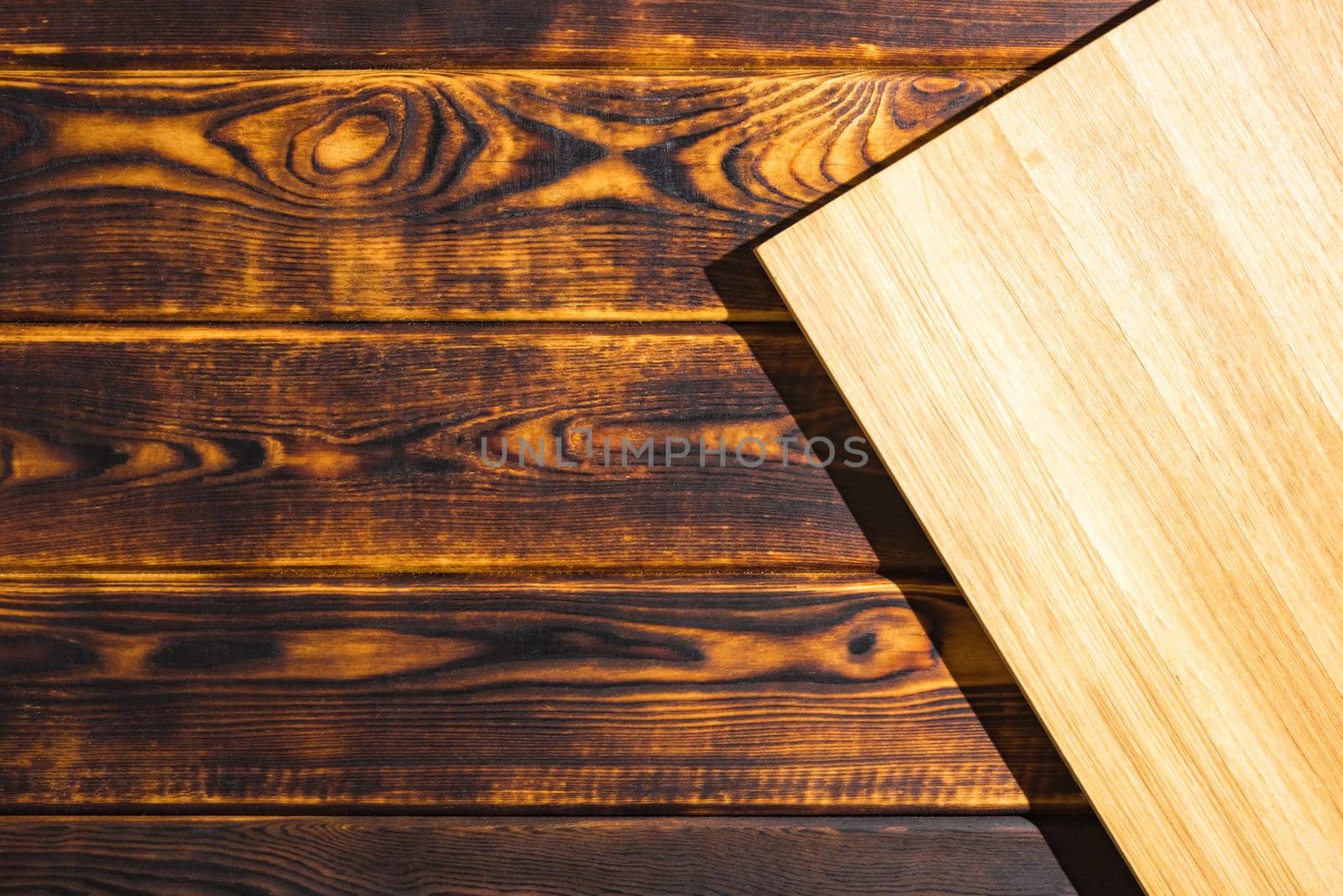 cutting Board on a wooden background top view by roman112007