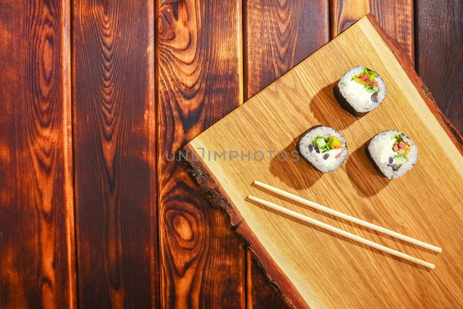 sushi on a wooden background close up. High quality photo