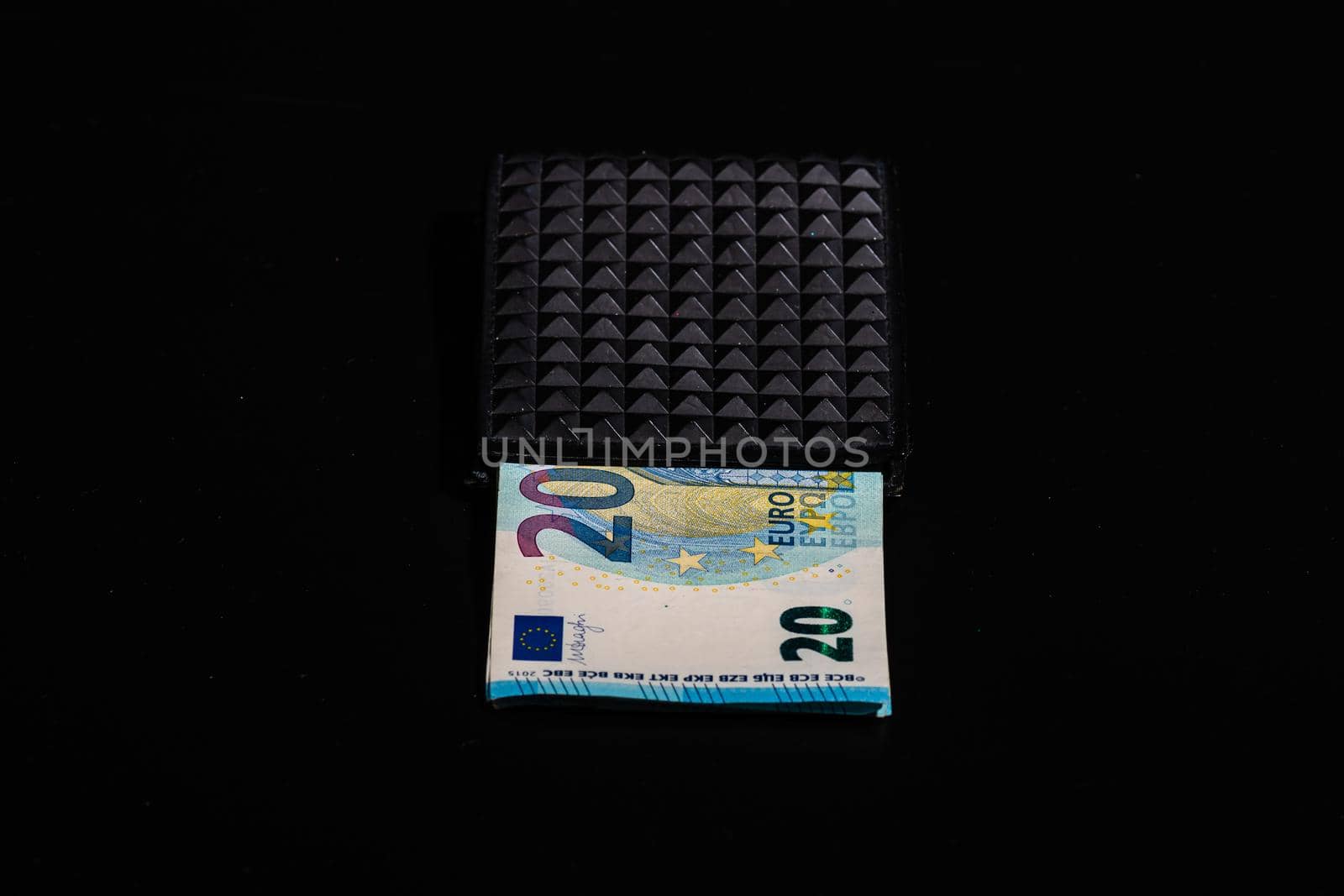 20 Euro money banknotes in black wallet isolated by vladispas