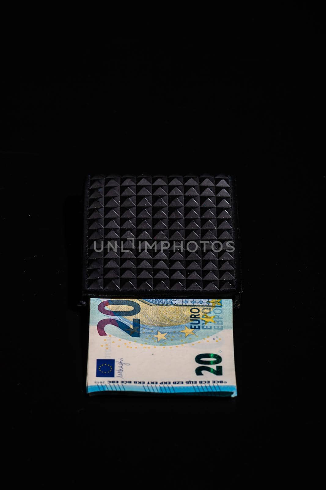 20 Euro money banknotes in black wallet isolated by vladispas