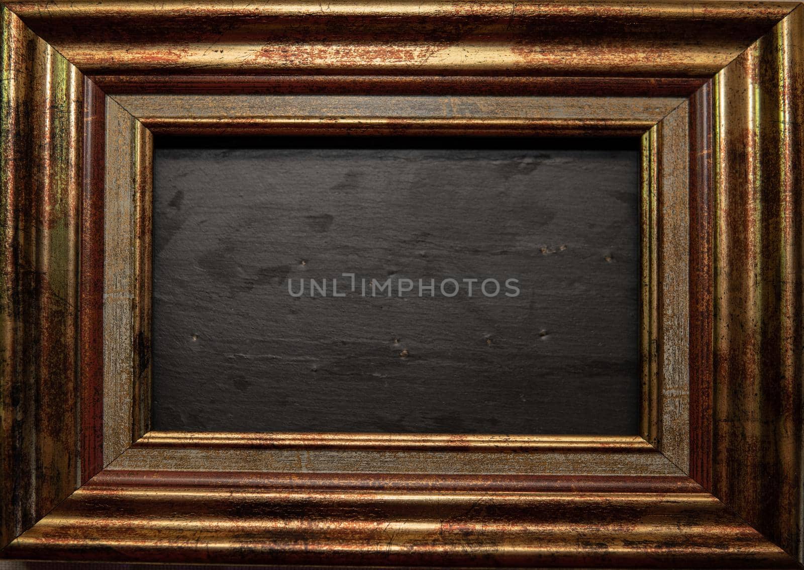 Antique bronze colored photo frame with slate center by xavier_photo