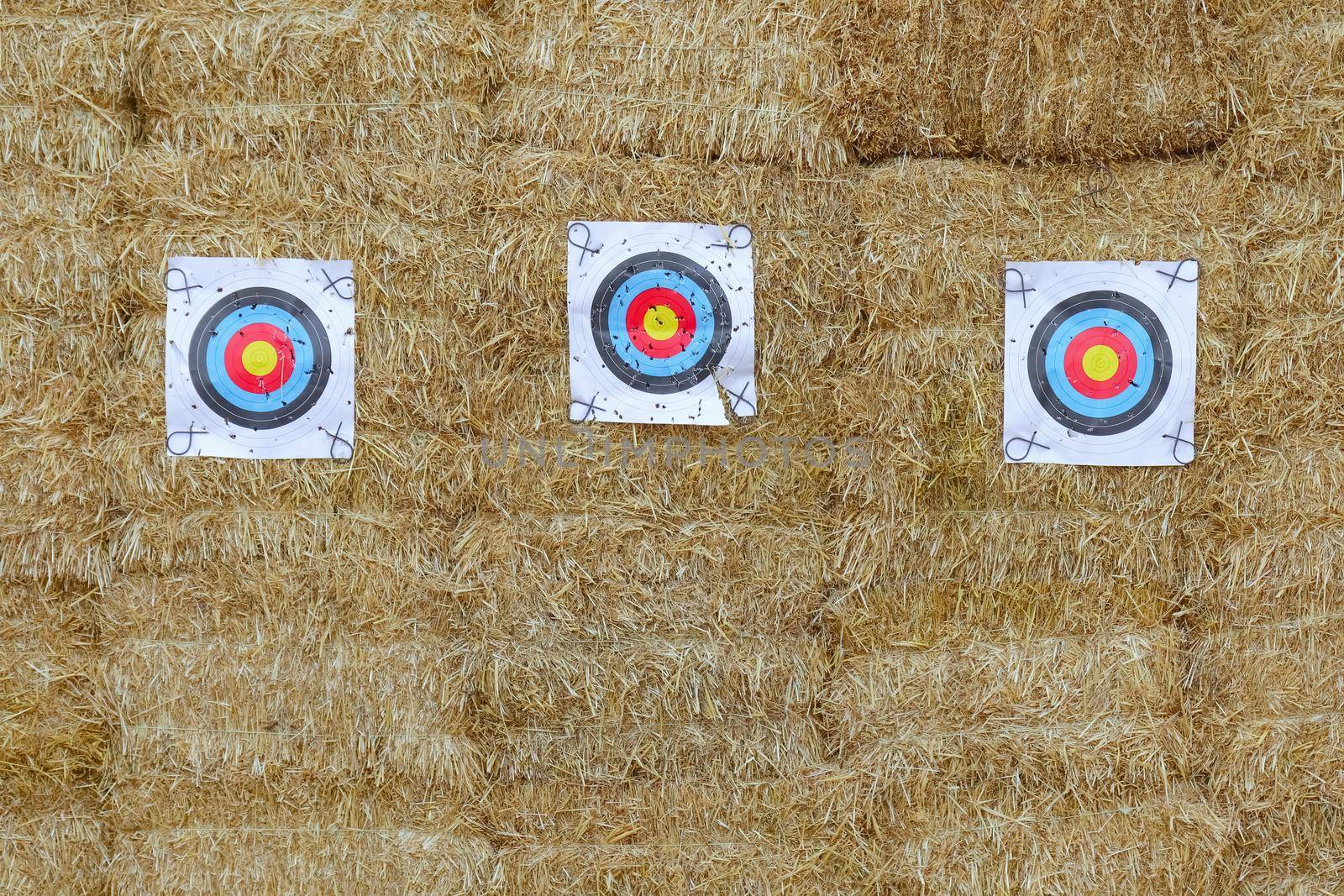 targets for shooting on a straw wall. High quality photo