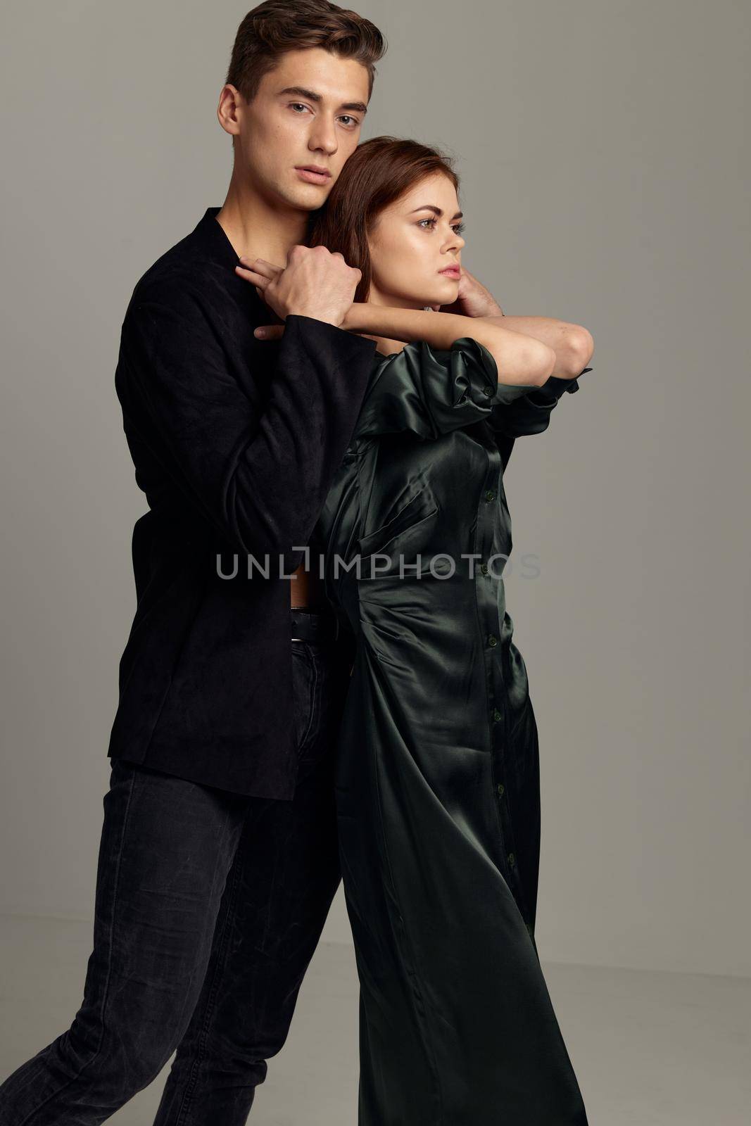 cute man and woman hugs Studio Sensual style intimacy. High quality photo