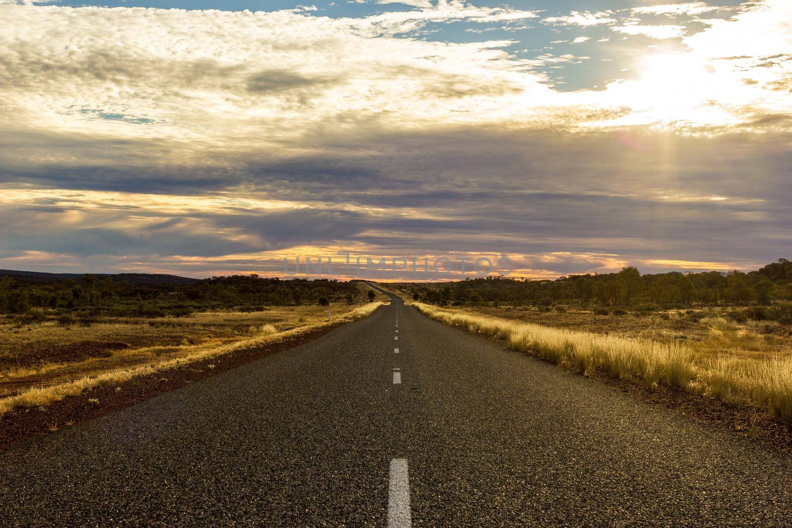 straight road on the way to Ayers Rock, Lasseter Highway, northern territory,