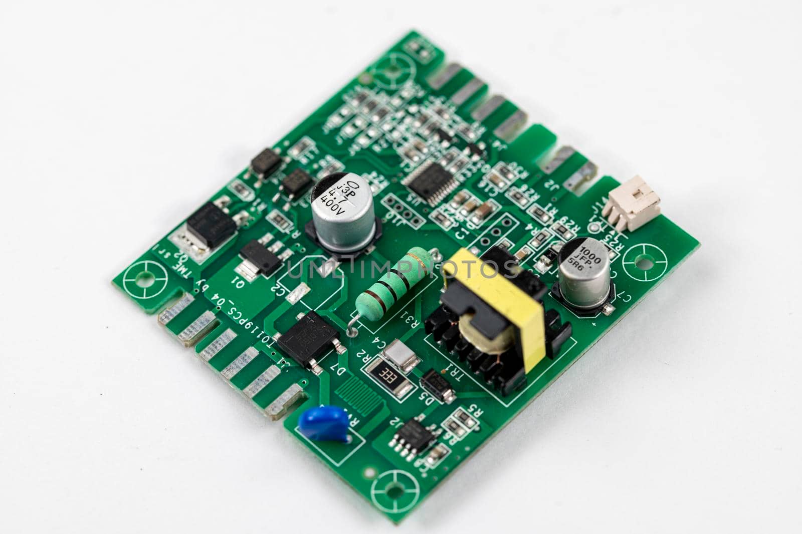 detail of an electronic coffee machine card on a white background