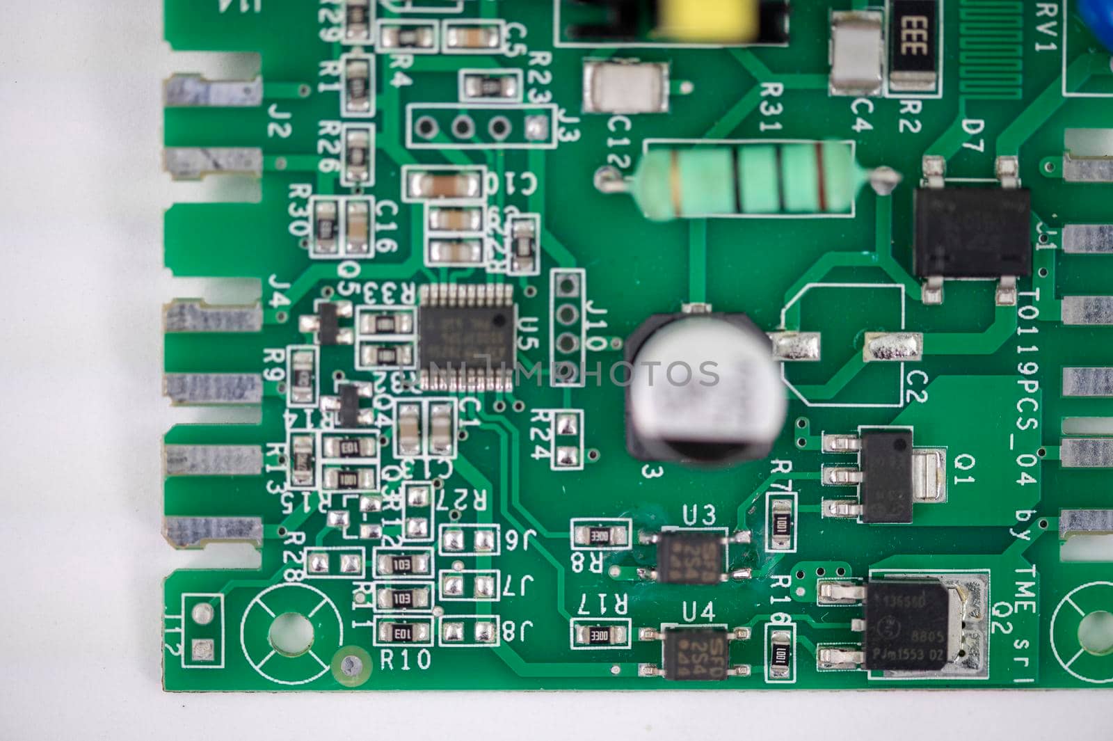 detail of an electronic coffee machine card on a white background