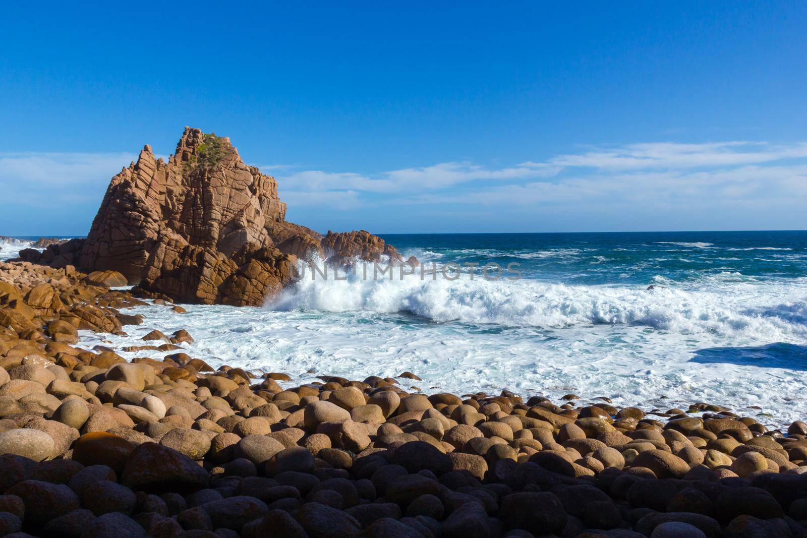 rocks in the ocean from the pinnacles lookout, philip island, victoria, australia