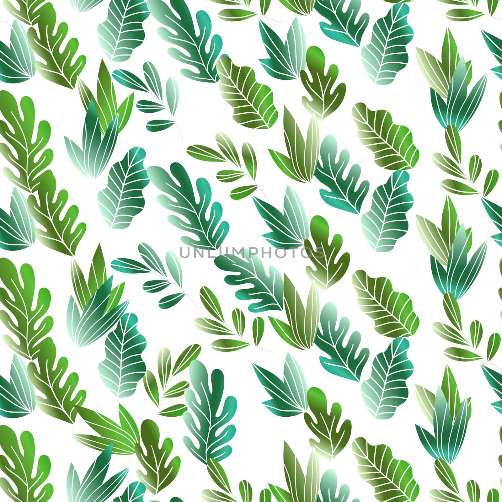 Floral seamless pattern with exotic leaves, modern background. Tropic colorful gradient branches. Fashion vector stock illustration for wallpaper, posters, card, fabric, textile