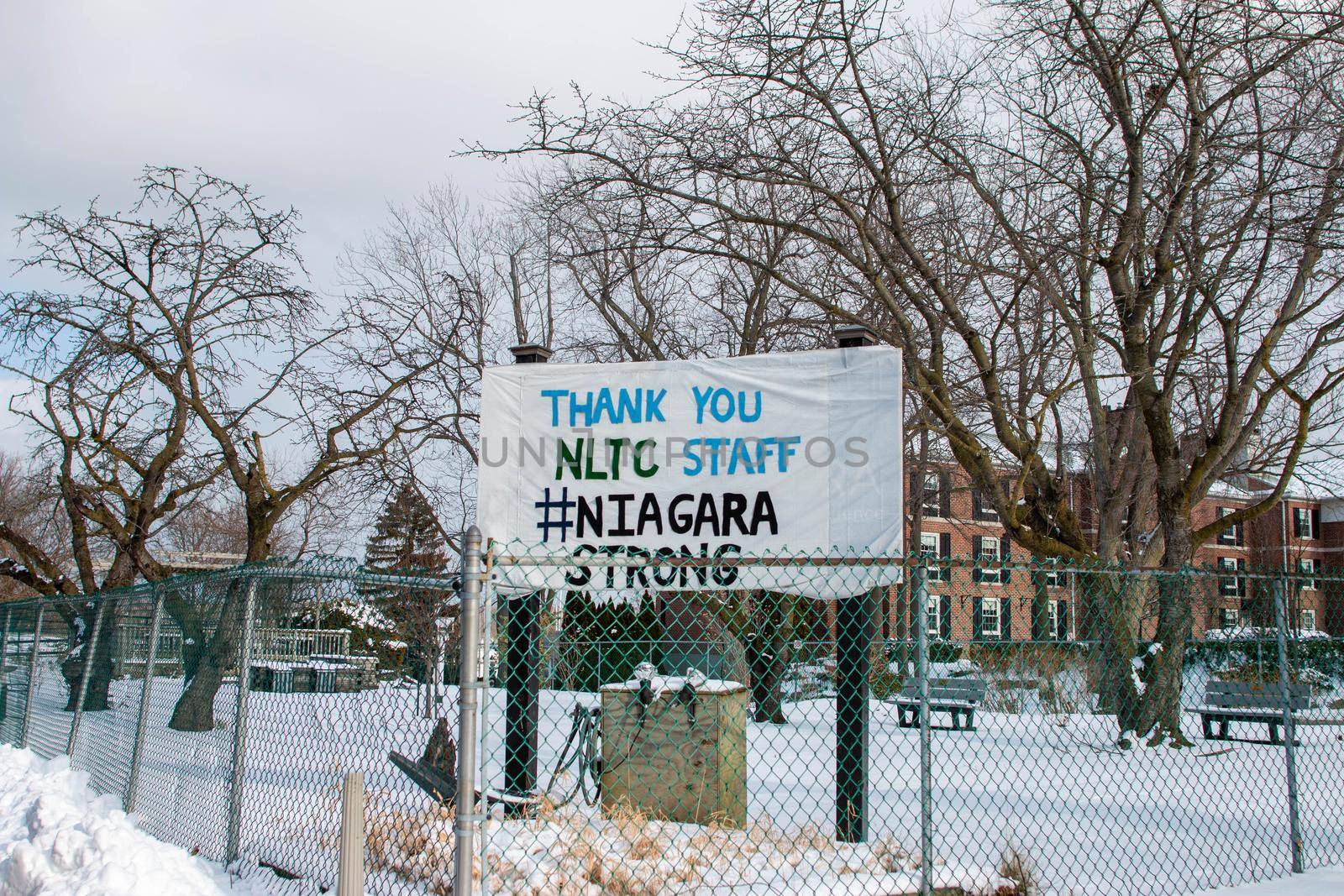 Niagara on the lake, Canada: Editorial photograph with signs thanking long term care staff due to covid. Long term care staff have been overworked. by mynewturtle1